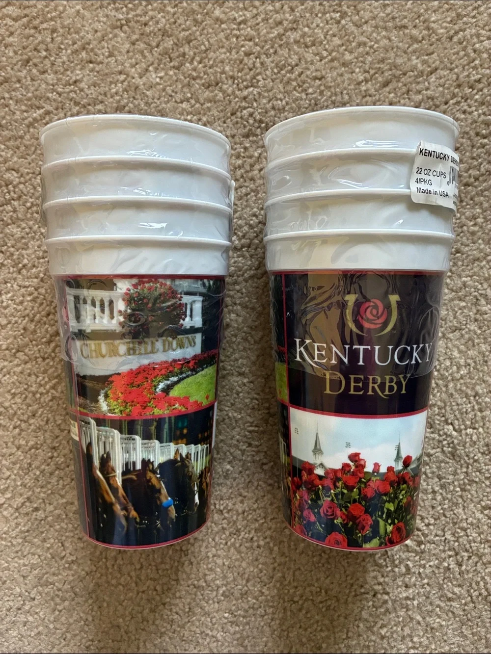 Kentucky Derby Plastic Cups With Churchill Downs Graphics - 22 Oz - 8 Cups